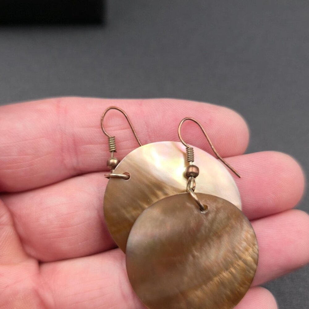Copper Simple Round Shell Beach Dangle Earrings A… - image 3